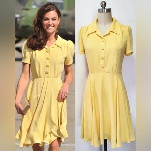 Replikate-Jenny Packham Primrose yellow silk crepe dress-ASO Kate Middleton